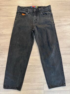 Empyre Black Straight Men's Jeans with Orange Logo